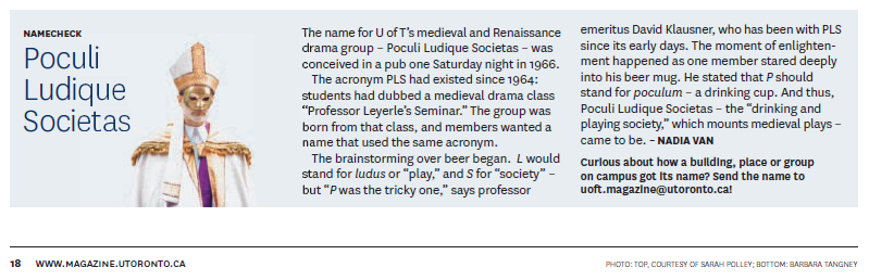 University of Toronto Magazine » Poculi Ludique Societas